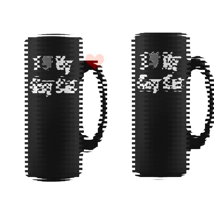 I Love My Gay Cat Heart LGBT Pet Pride Proud Parent Graphic Print Coffee Mug