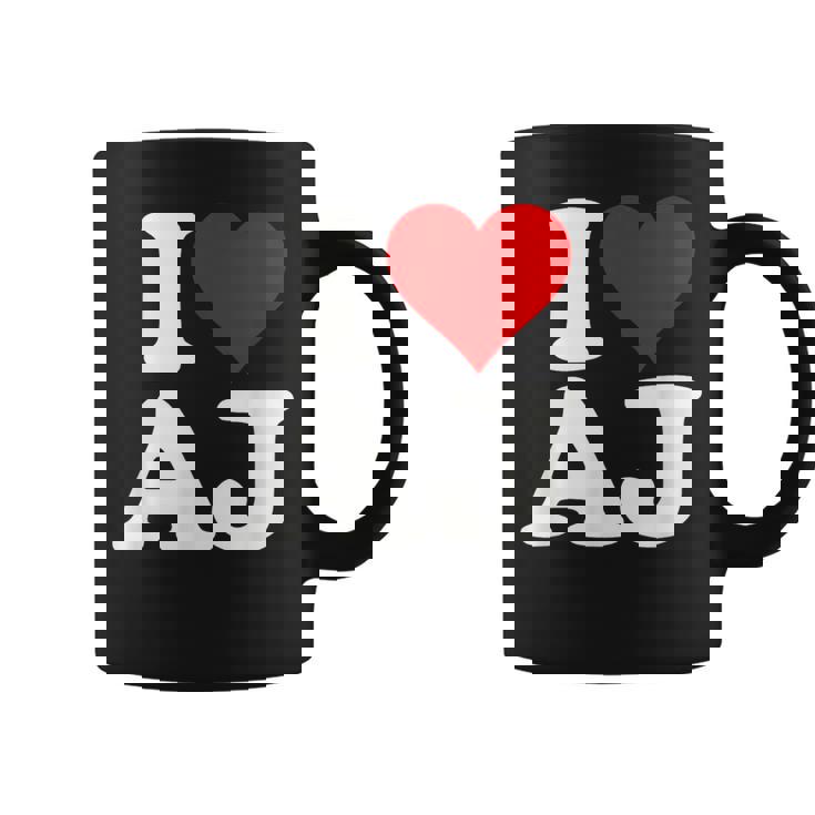 I Love Heart Aj AJ A J Initals Monograma Nombre Nombre Taza de café