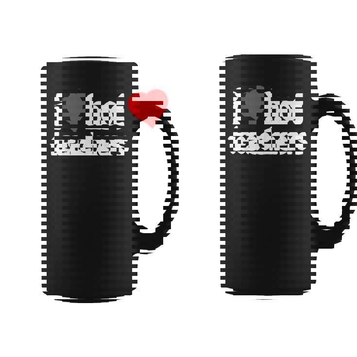 I Love Hot Teachers 80s Vintage Minimalist Heart Graphic Print Coffee Mug