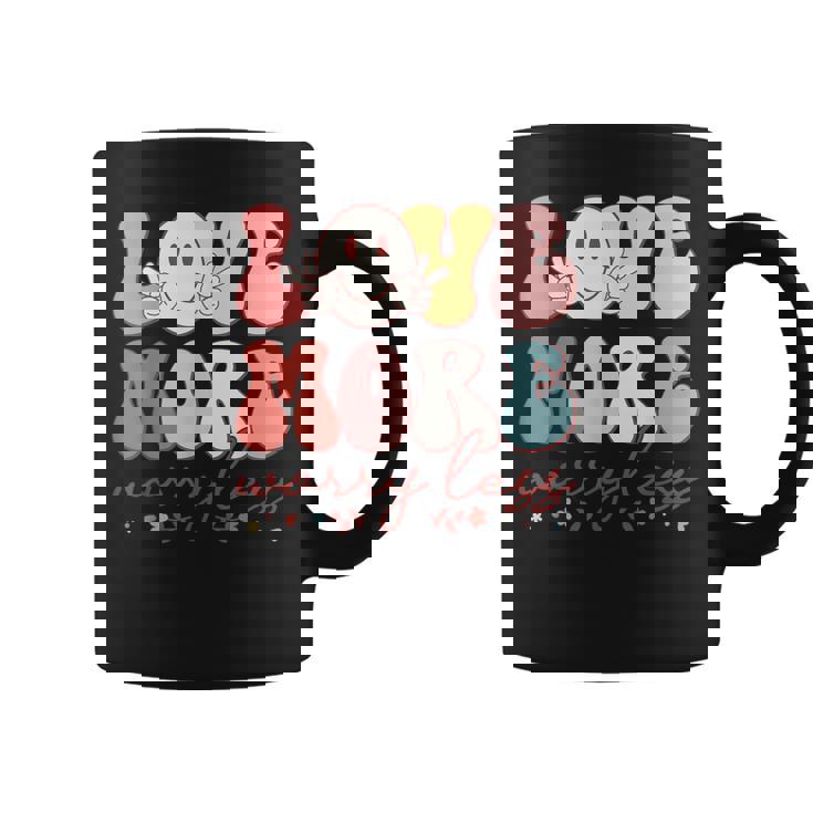 Love More Worry Less Smile Face Heart Happy Valentine's Day Graphic Print Coffee Mug