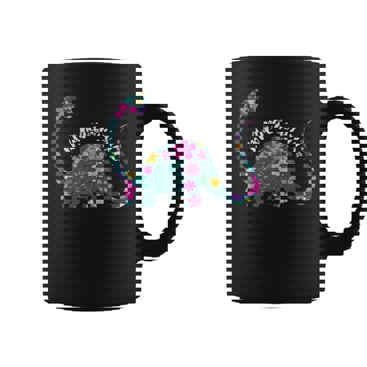 Mamasaurus Brontosau Dinosaur Mama Saurus Family Cute Flower Taza de café