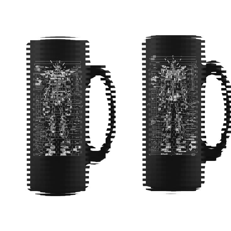 Mech Warrior Blueprint Shirt Mighty Tech Robot Fighter Graphic Print Coffee Mug