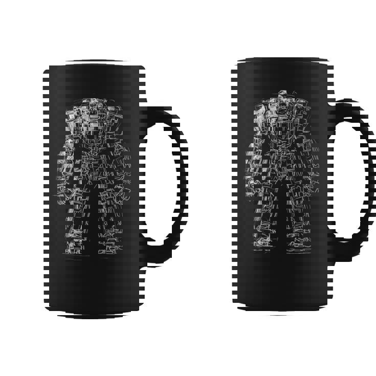 Mech Warrior Sketch Shirt Cool Tech Robot Fighter Graphic Print Coffee Mug