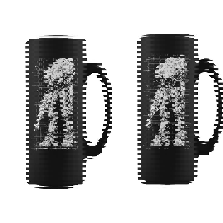 Mech Warrior Sketch Shirt Mighty Tech Robot Fighter Premium Graphic Print Coffee Mug