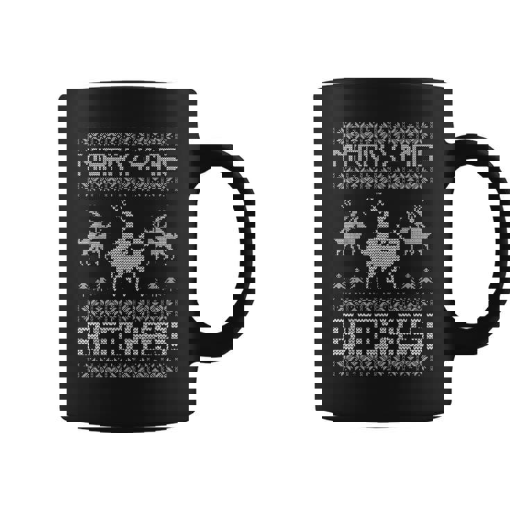 Merry X-Mas Bitches Adult Ugly Christmas Sweater Tee T-Shirt Graphic Print Coffee Mug