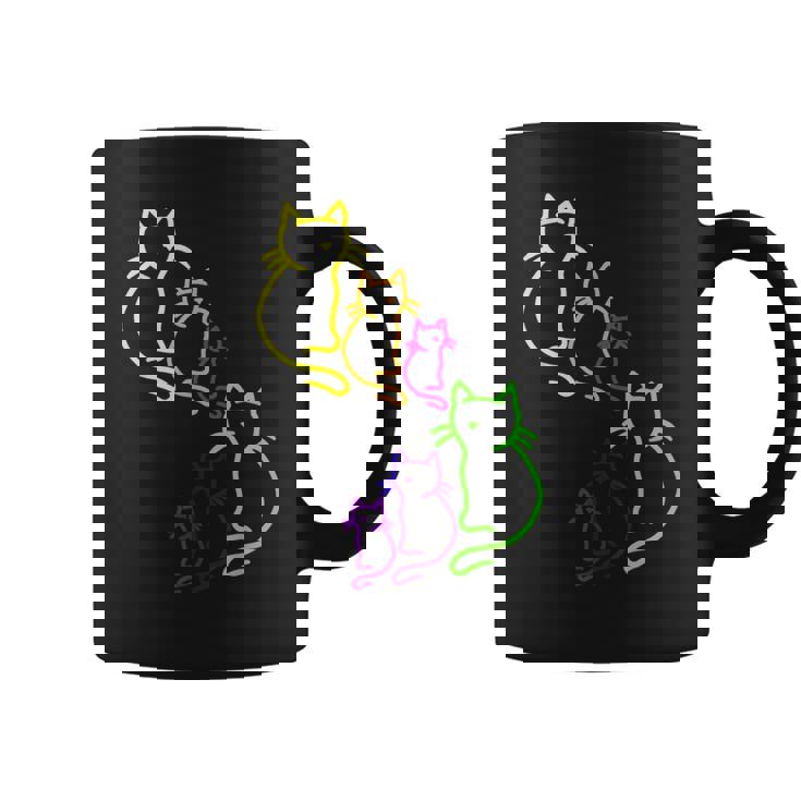 Multicolor Arco Iris Gatos Familiaintage Gato 80 90 Retro Taza de café