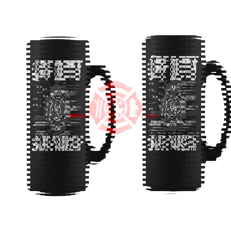 Off-Duty Save Yourself Firefighter Retro American Flag Coffee Mug