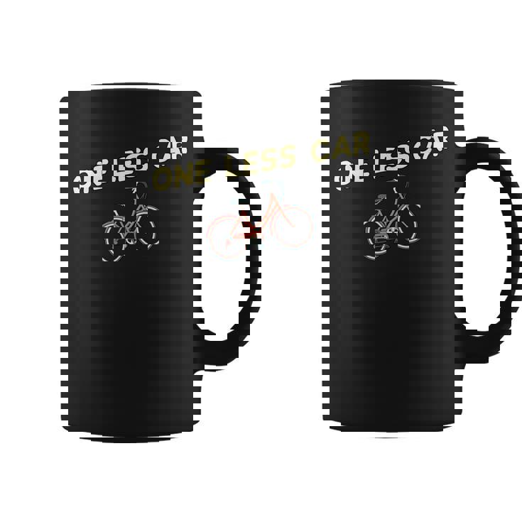 One Less Car Bike Cyclist & Vegan Environmentalist Graphic Print Coffee Mug