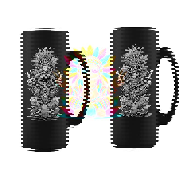 Paresseux Hippie Signe De La Paix Fête Des Années 70 Et Costume Des Années 60 Années 70 Tasse
