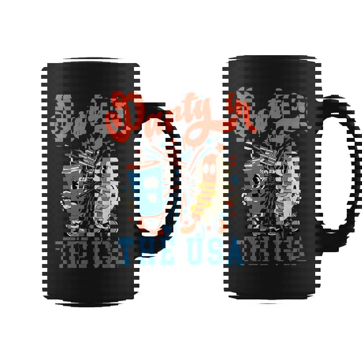 Party In The USA Hot Dog Fireworks American Flag 4th Of July Graphic Print Coffee Mug