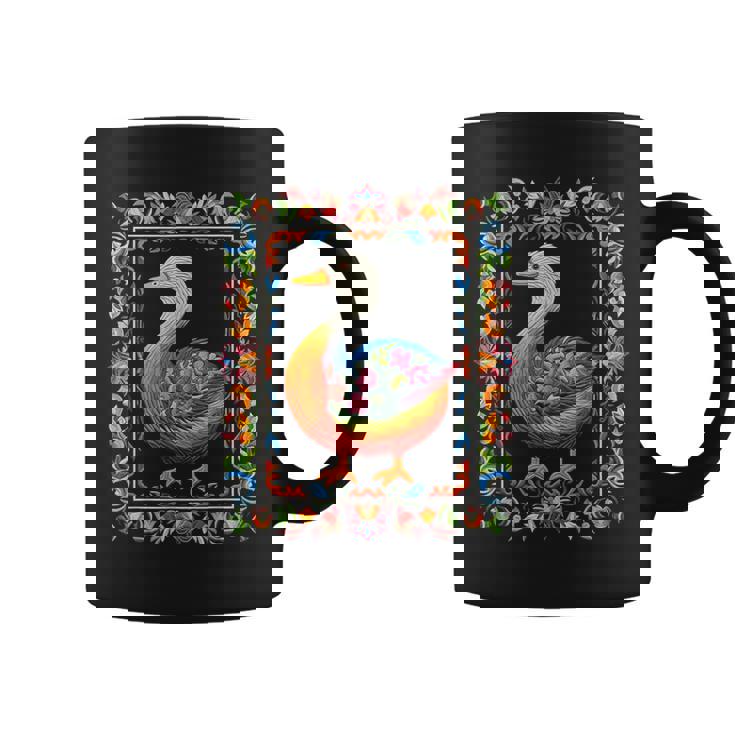 Pato Colorido Arte Flores Gráfico Animal Motivo Pato Taza de café