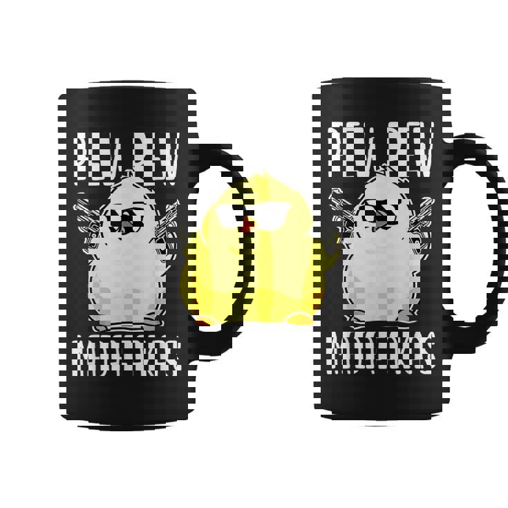 Pew Pew Madafakas Crazy Chicken Gun Regalos Divertidos Taza de café