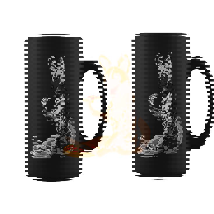 Pizza Lover African Wild Dog Graphic Print Coffee Mug
