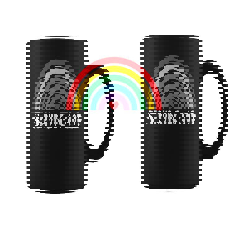 Pride Rainbow Shirt Rainbow Shirt For Women Serving God Graphic Print Coffee Mug