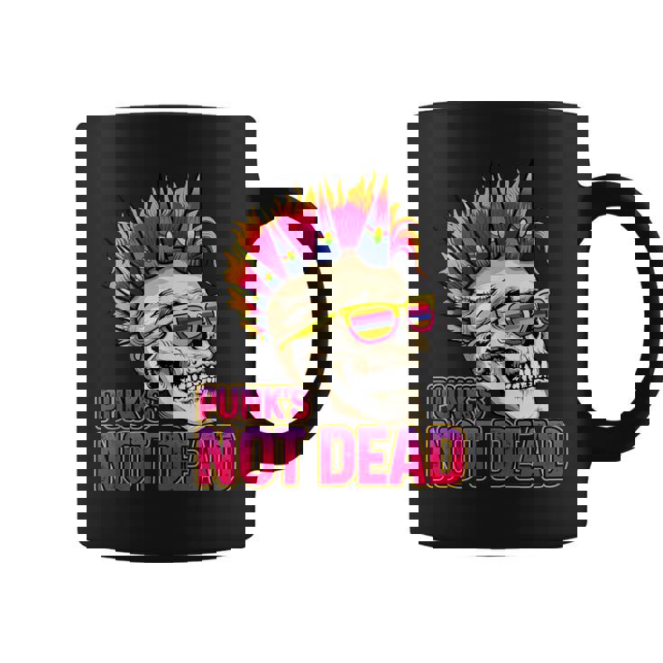Punk's Not Dead Rock Retro Rocker Skull Punk Rock Sin Mangas Taza de café