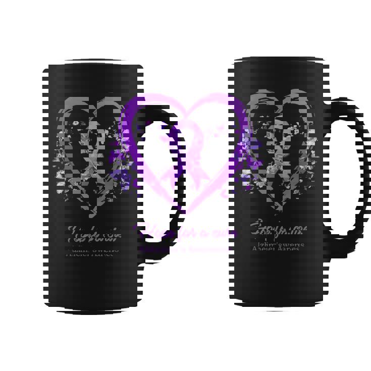 Purple Heart Butterfly Hope For A Cure Alzheimer's Awareness Graphic Print Coffee Mug