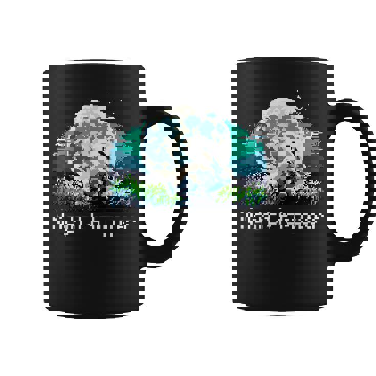 Rabbit Hare Animal Full Moon At Night Bunny 8-Bit Pixel Art Graphic Print Coffee Mug