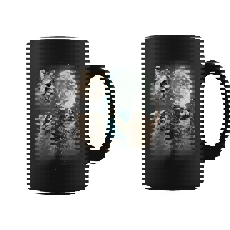 Raccoon 3 Racoons Howling At Moon Weird Meme Graphic Print Coffee Mug