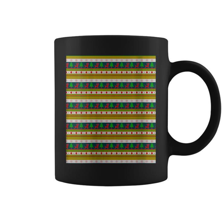 Reindeer And Christmas Tree Knit Pattern Graphic Print Coffee Mug
