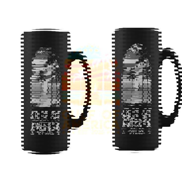 Retro Gulf Of Usa America Est 2025 American Flag Gulf Mexico Coffee Mug