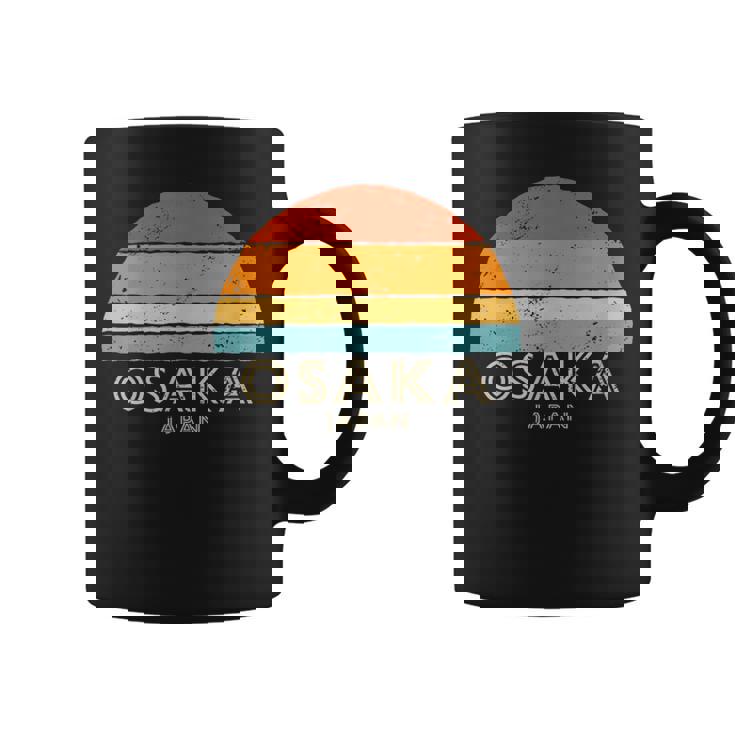 Retro Sunset Osaka Japón Taza de café