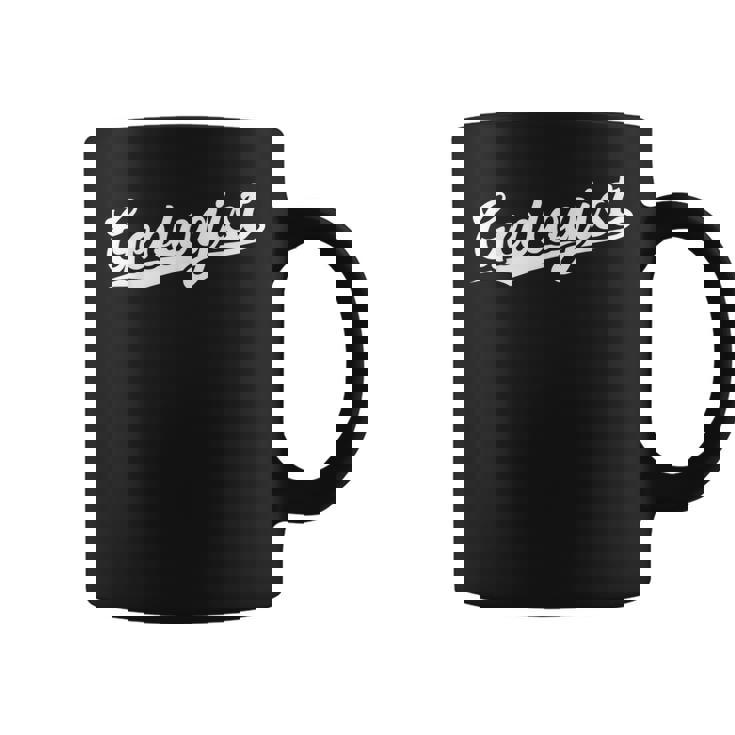 Retro Swoosh Job Title Geologist Taza de café