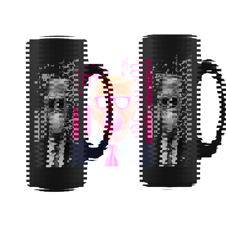 Retro Trump Bubble Gum Pink Usa Flag Trump Won 2024 Coffee Mug