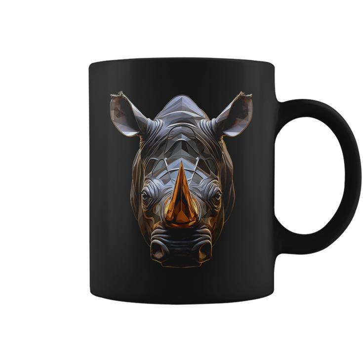 Rhino Polígono Arte Animal Ilustración Gráfico Rinoceronte Taza de café