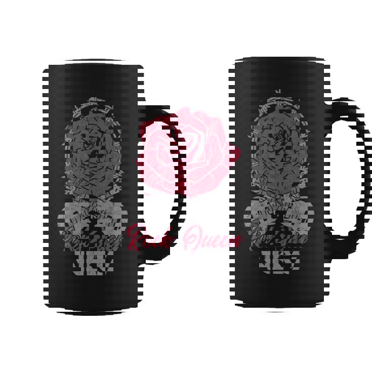 Rock Queenibes Guitarraintage Rose Rock Music Taza de café