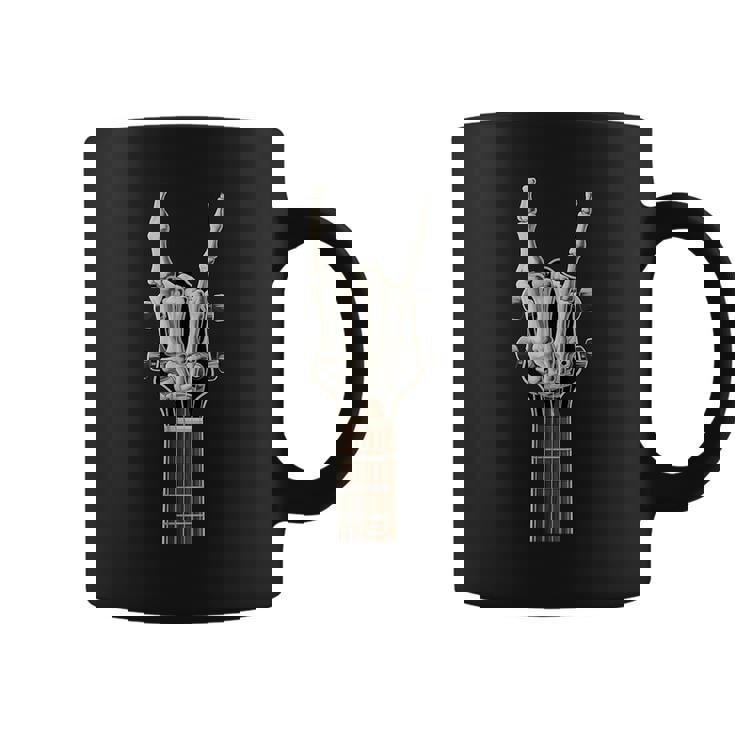 Rock On Skeleton Mano Guitarra Rock & Roll Hombres Es Rock Band Taza de café