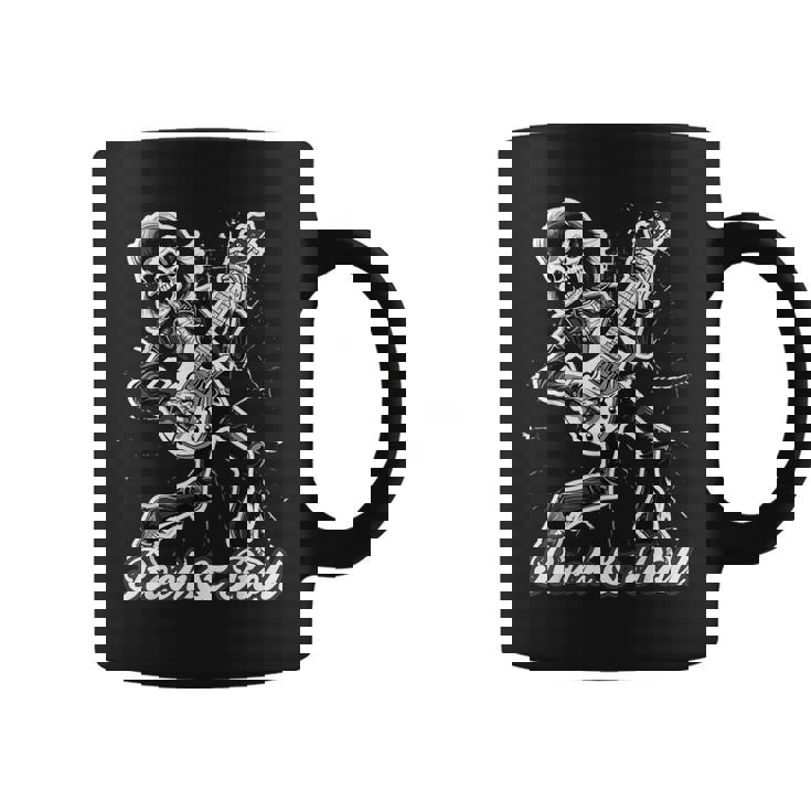 Rockabilly Esqueleto Rock & Roll Esqueleto Rockero Taza de café