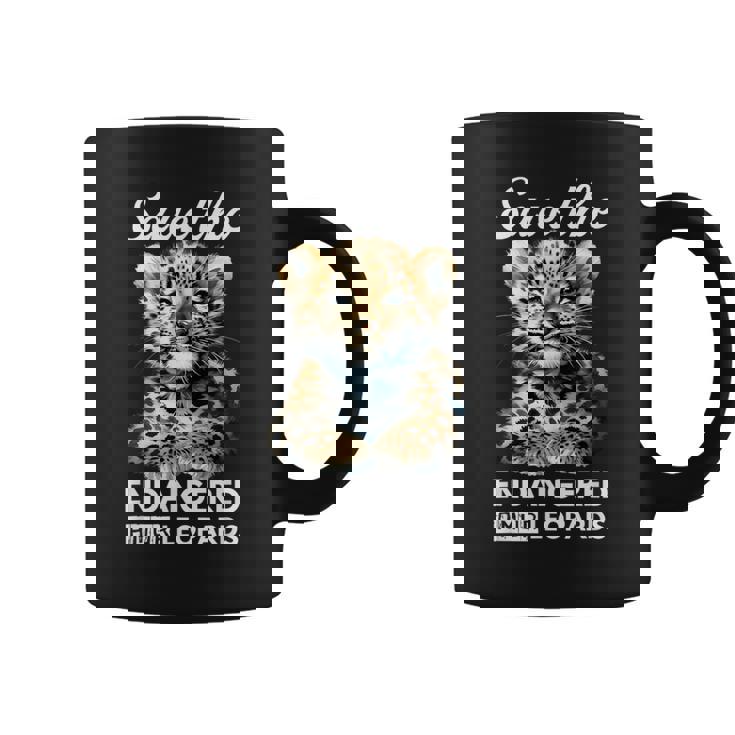 Save The Endangered Amur Leopard Watercolor Cute Cub Graphic Print Coffee Mug