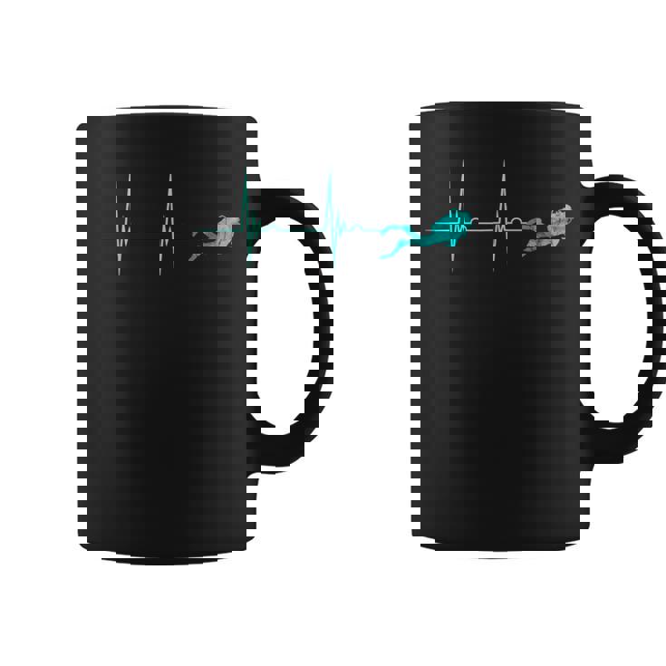 Scuba Diver Heartbeat Deep Diving EKG Pulseline Dive Graphic Print Coffee Mug