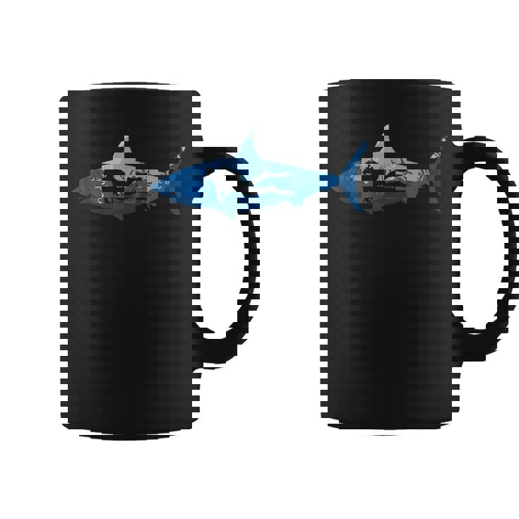 Scuba Diving Shark Ocean Explore Dive Diver Graphic Print Coffee Mug