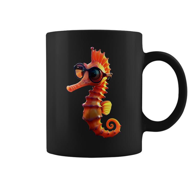 Seahorse With Sunglasses Aquarist Ocean Cute Seahorse Tassen