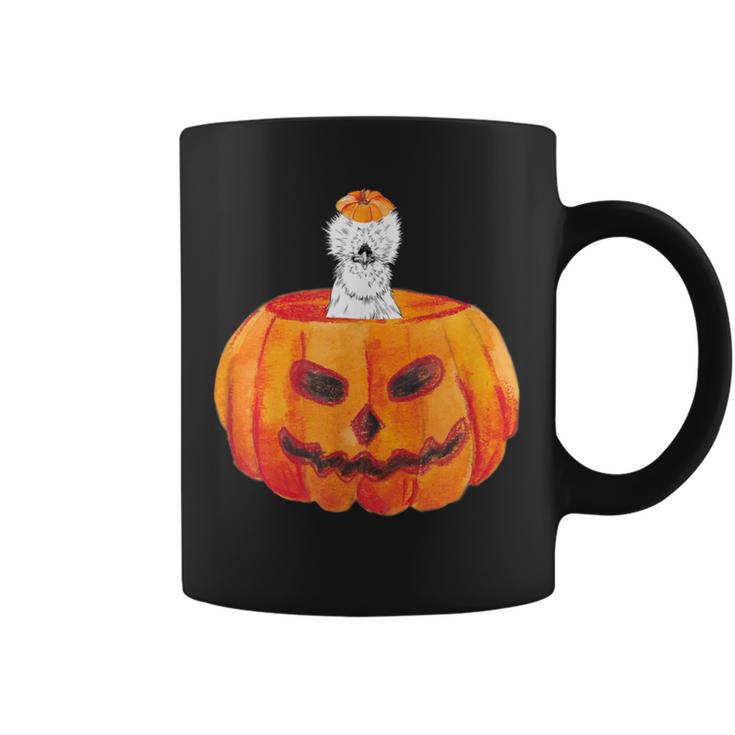 Silkie Chicken Happy Halloween Pumpkin Farm Animal Lover Graphic Print Coffee Mug