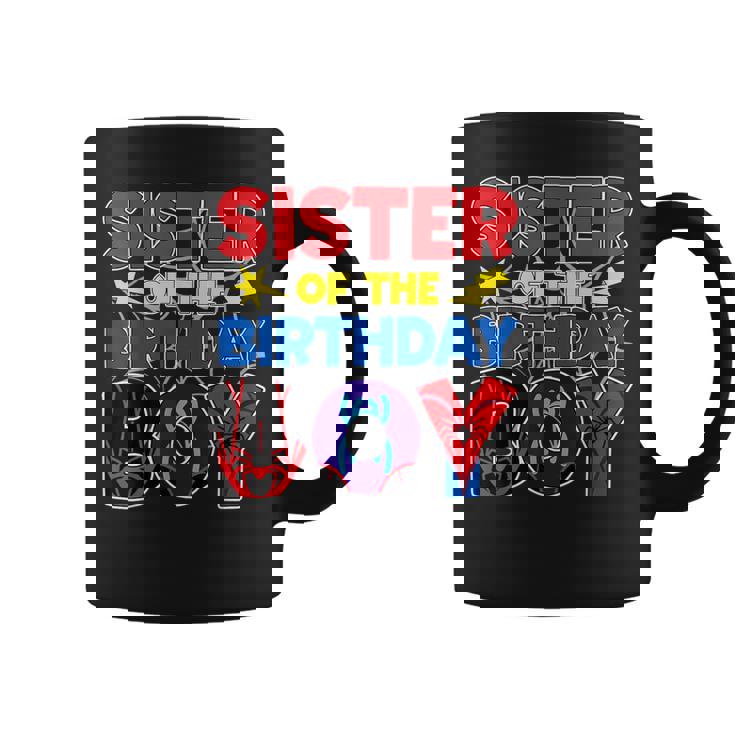 Sister Of The Birthday Boy Matching Spider Family Birthday Coffee Mug