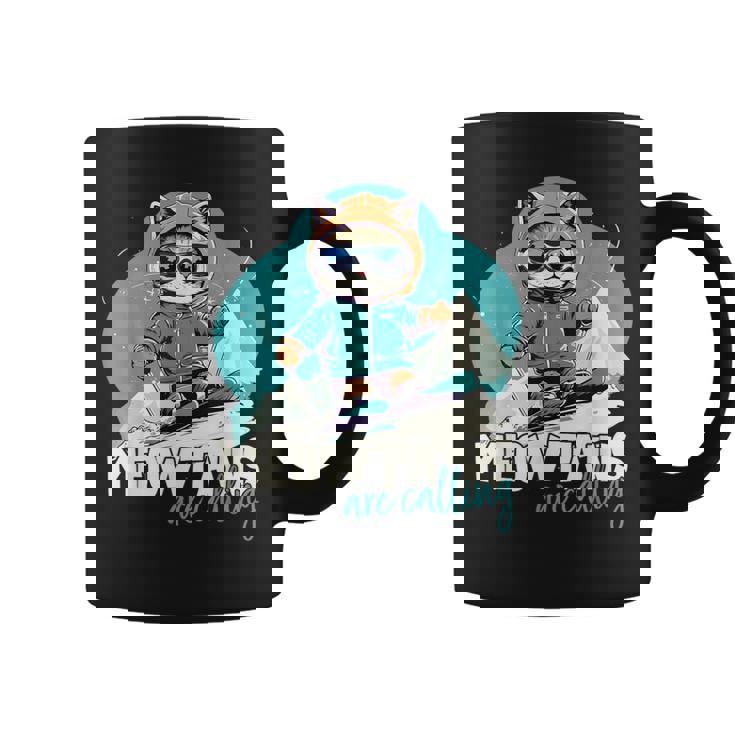 Skiing Cat Winter Sports Adventure Downhill Fun Coffee Mug