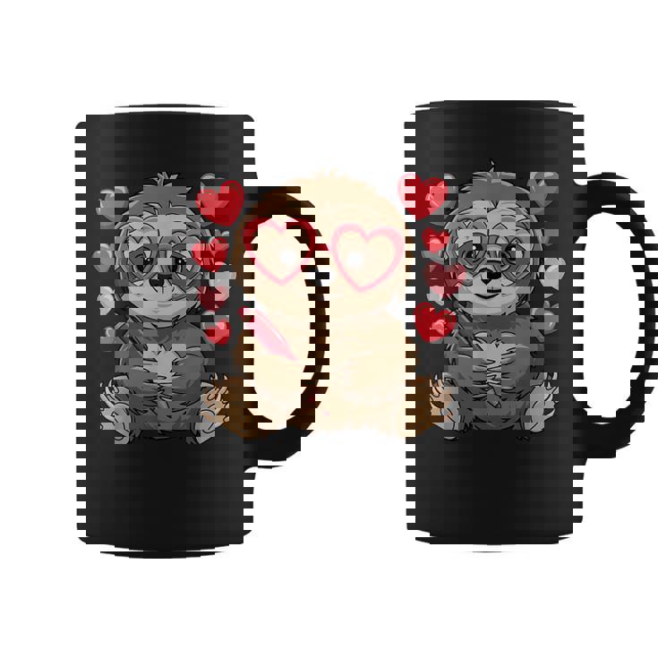 Sloth Heart Glasses Cute Valentines Day Sloth Animal Lover Graphic Print Coffee Mug