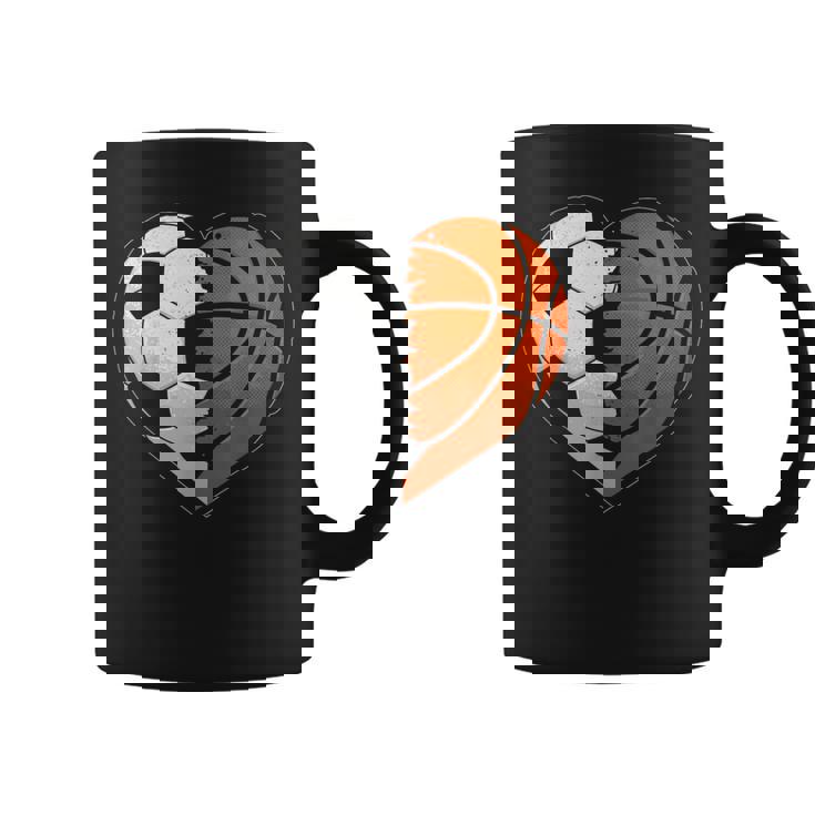 Soccer Basketball Ball Heart Sports Lover Valentines Day Coffee Mug
