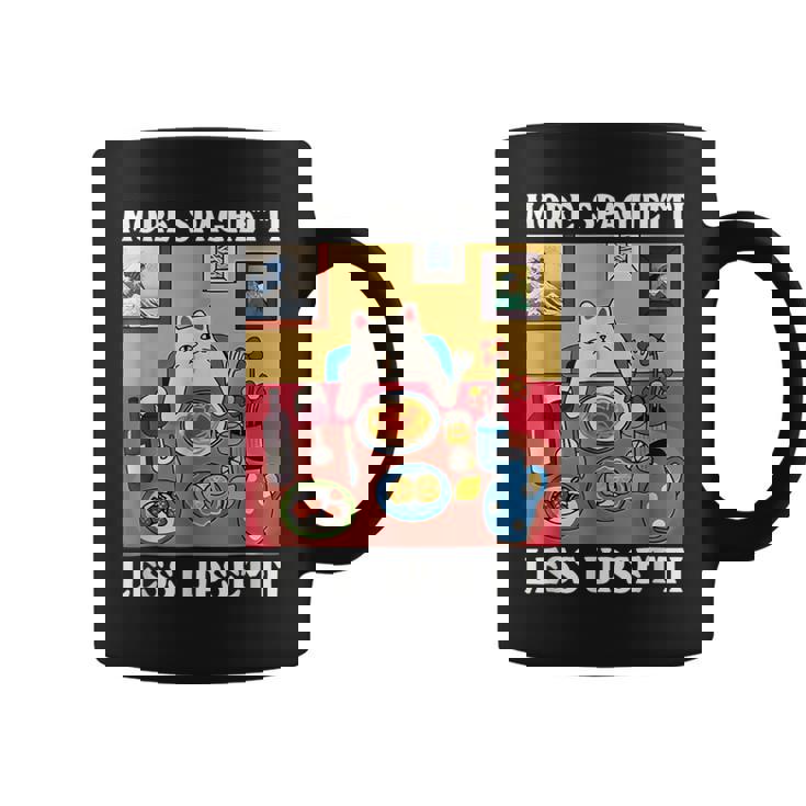 More Spaghetti Less Upsetti Cute Cat Quote Coffee Mug