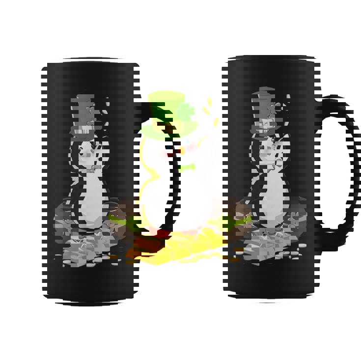 St Patricks Day Lucky Penguin Leprechaun Shamrock Irish Graphic Print Coffee Mug