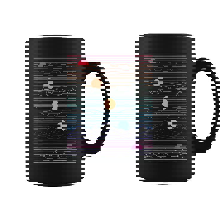 Sunsets Arte De Línea Estilo Retro SintetizadorNew Wave Regalo Taza de café