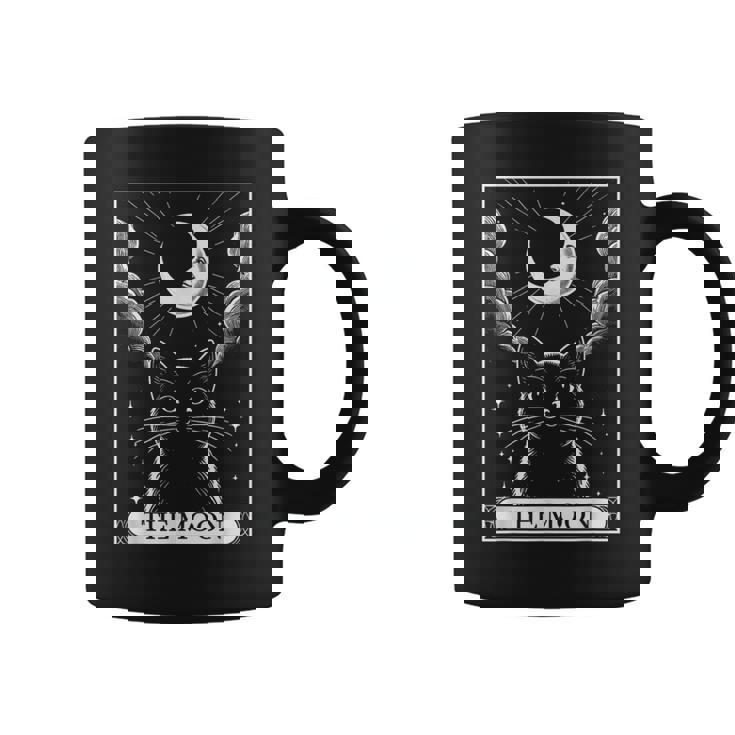 Tarot Card Vintage Crescent Moon Black Cat Mom Cat Lovers Coffee Mug