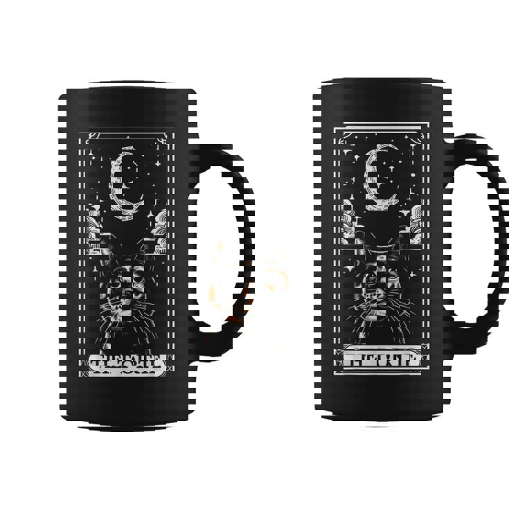Tarot Card Vintage Crescent Moon Tortie Cat Mom Cat Lovers Coffee Mug