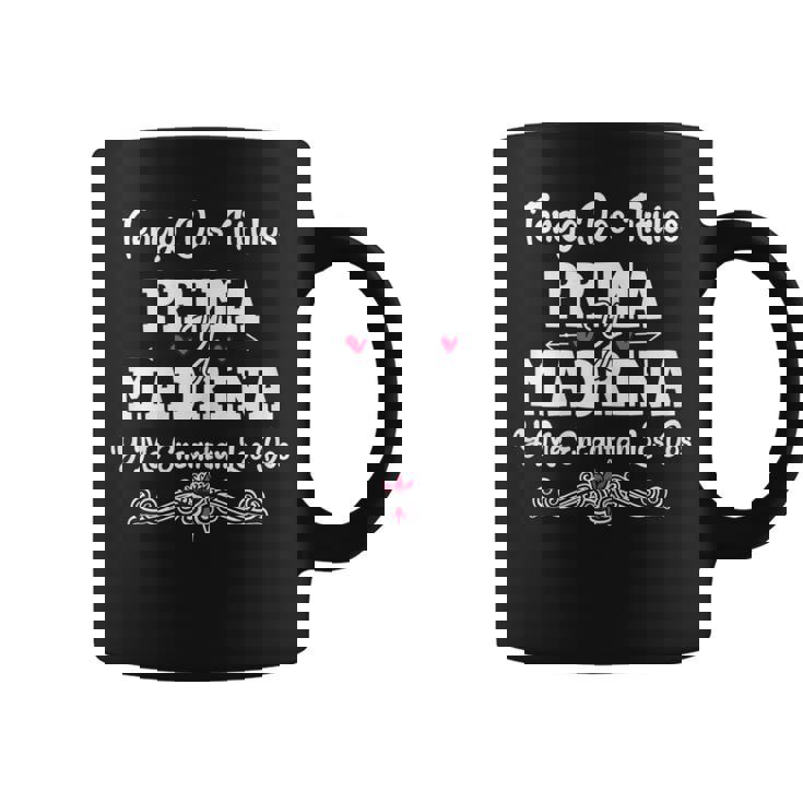 Tengo Dos Titulos Prima Y Madrina Regalo Familiar Español Taza de café