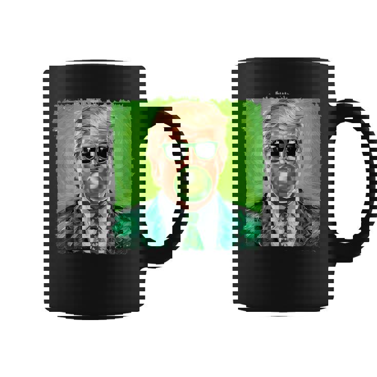 Trump Blowing Bubble Gum St Patrick's Day Green Sunglasses Coffee Mug