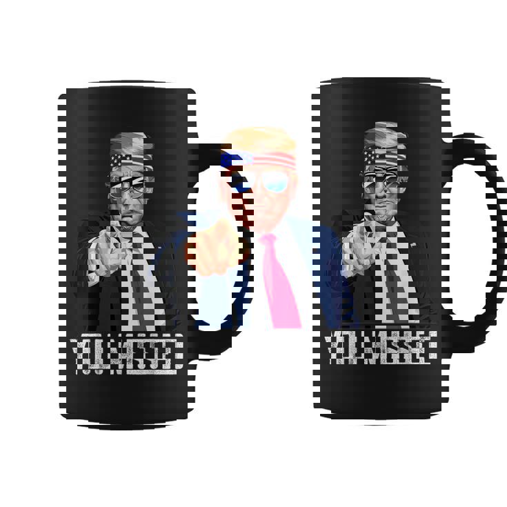 Trump You Missed Twice Bandana De La Bandera Estadounidense Trump 2024 Taza de café