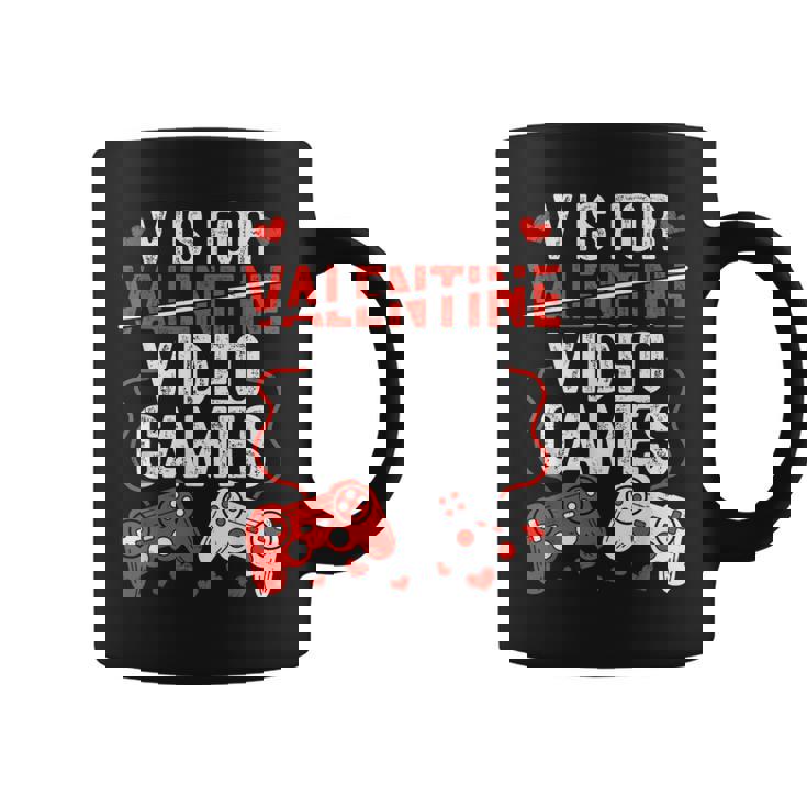 V Is For Video Games Valentine Gamer Valentines Day Boy Coffee Mug