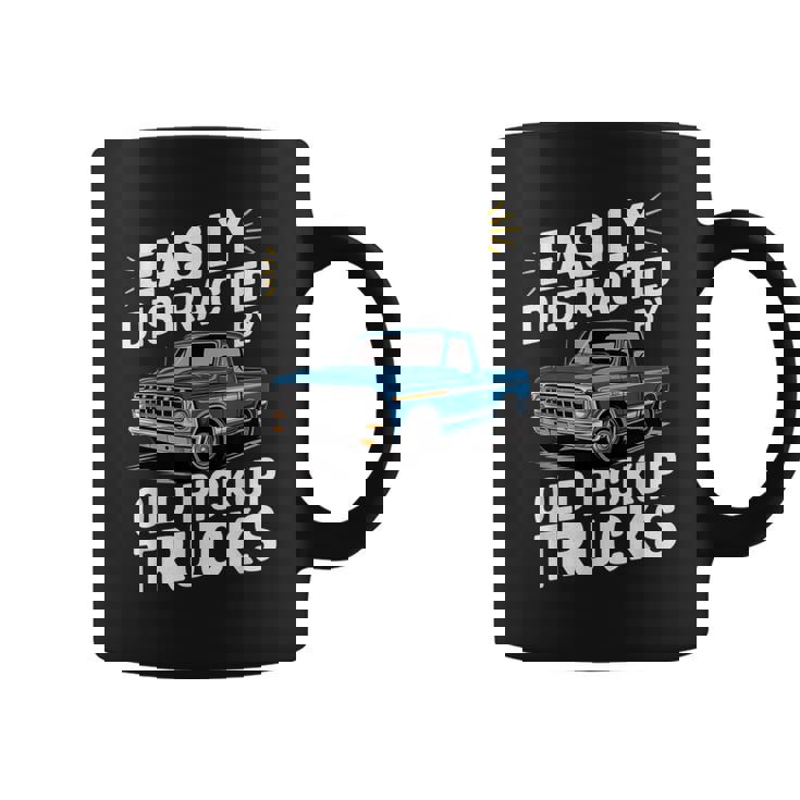 Vintage Easily Distracted By Old Pickup Trucks Retro Trucker Coffee Mug
